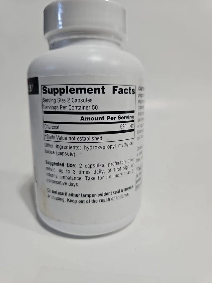 Source Naturals, Ayuda Digestiva de Carbón, 260 mg 100 Cápsulas Exp 1/27 Foto 3 de 3