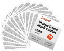 14-Pack Black Window Screen Repair Patches 4"x4" Fiberglass Adhesive