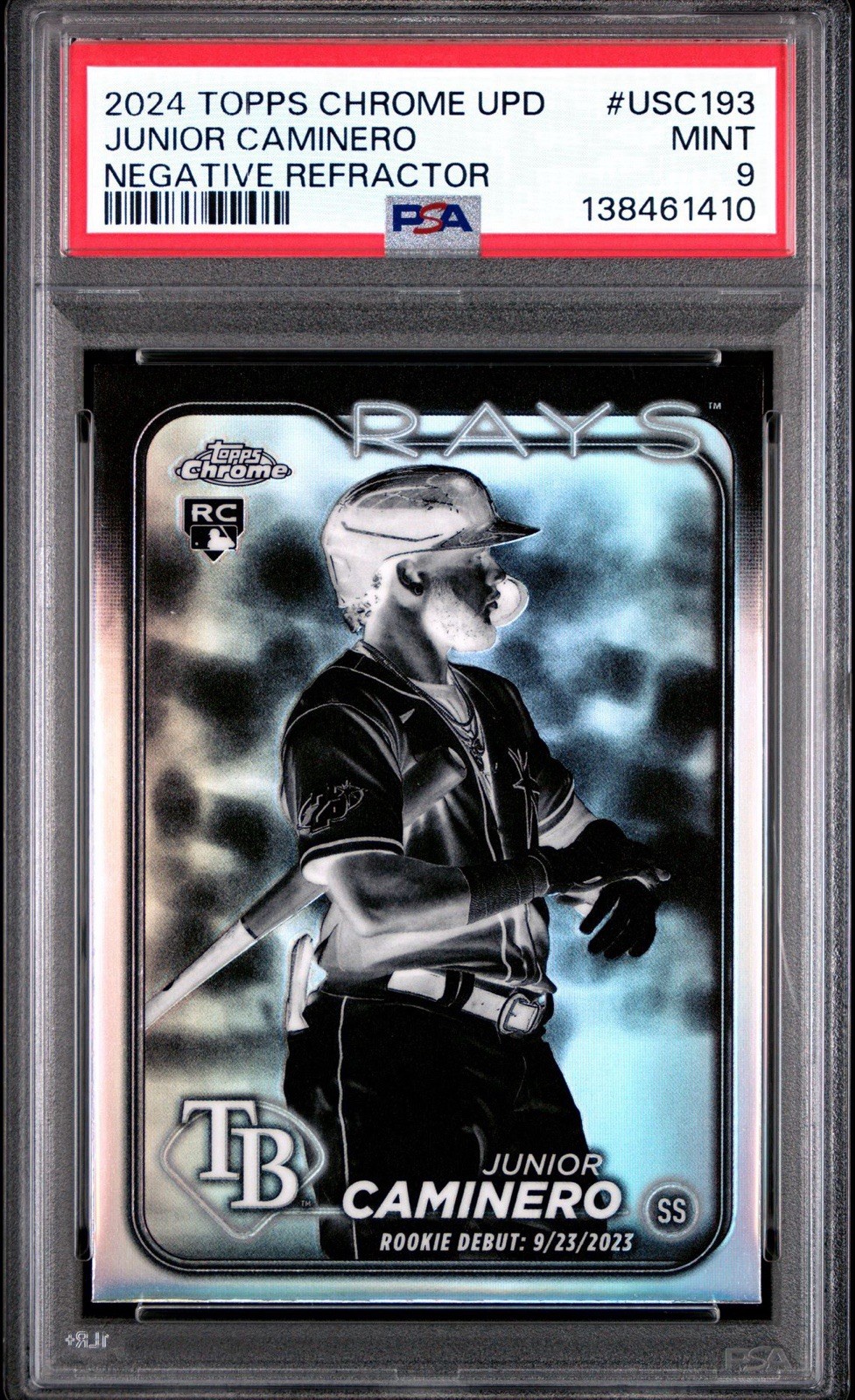 2024 Topps Chrome Update #USC193 Junior Caminero RC Negative Refractor  PSA 9