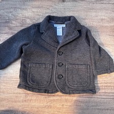 Janie and Jack Gray Jacket Size 3-6M Button Front Soft Lined Blazer Style Coat