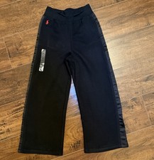 Polo Ralph Lauren Girls Size S 7 Wide Leg Fleece Sweatpants Black Pony NWOT