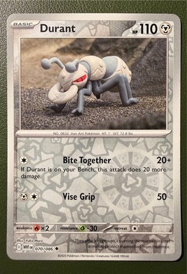 Pokemon TCG Durant 70/86 White Flare SV10.5 Reverse Holo NM