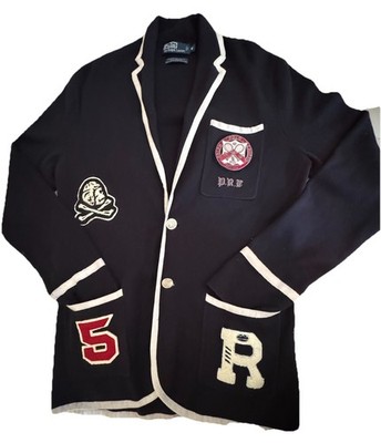   Ralph Lauren Navy PRL Bullion Crest Skull #5 Varsity Collegiate Blazer Men M