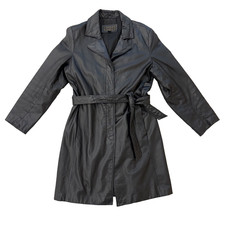 Vintage Express Black Leather Trench Coat Siz...