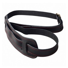 P P Deluxe Vintage Adjustable Heavy Duty Leather Guitar Strap -Black