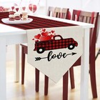 Romantic Country Table Runner Red Truck Romance Farmhouse Decor Love Plaid Heart