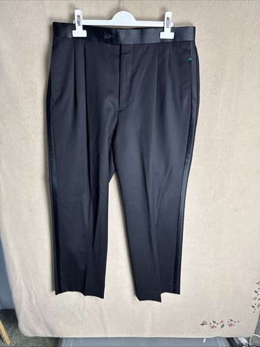 Pronto Uomo Tuxedo 38R 34x30 Two Button Black Stirped Pants Wool 2 Piece Suit - Picture 14 of 20