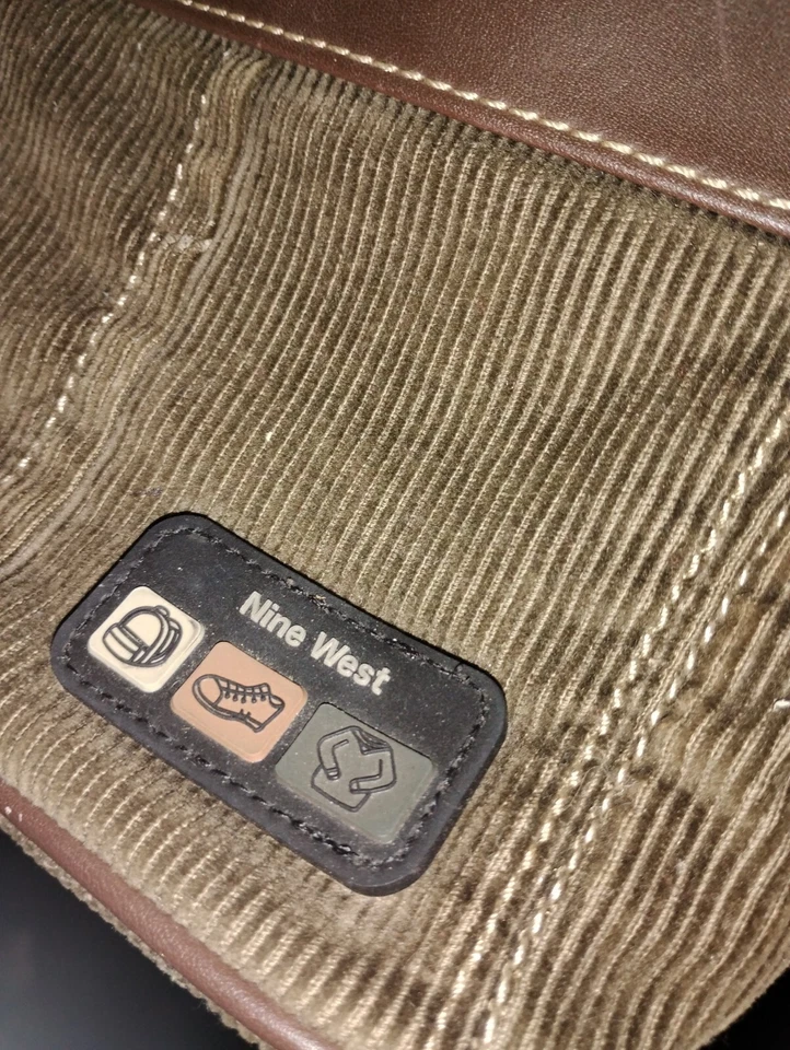 Vintage NINE WEST GREEN CORDUROY CROSSBODY PURSE - Изображение 4 из 4