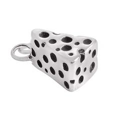 Swiss Cheese Wedge Piece 3D 925 Sterling Silver Charm MADE IN USA