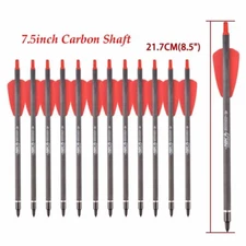 7.5" Carbon Shaft Arrows OD7.5mm Crossbow Bolts Archery Hunting Arrows 12/24/36P