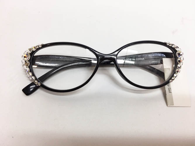 Retro Readers black frames with Clear Crystal rhinestones +2.25 reading glasses Retro Readers Black Frames With Clear Crystal Rhinestones +  main image 2