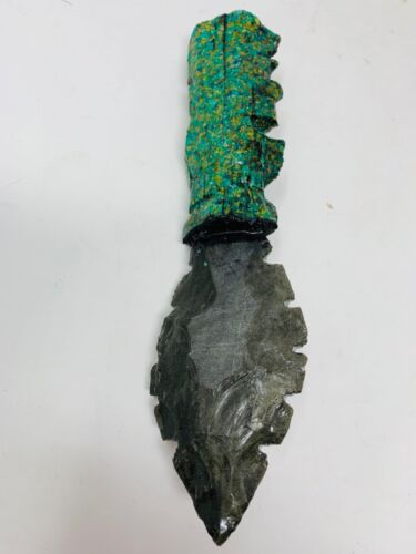 Maya Priest Hand Carved Black Obsidian Ceremonial Dagger With Ridges 8” Replica - Picture 7 of 7