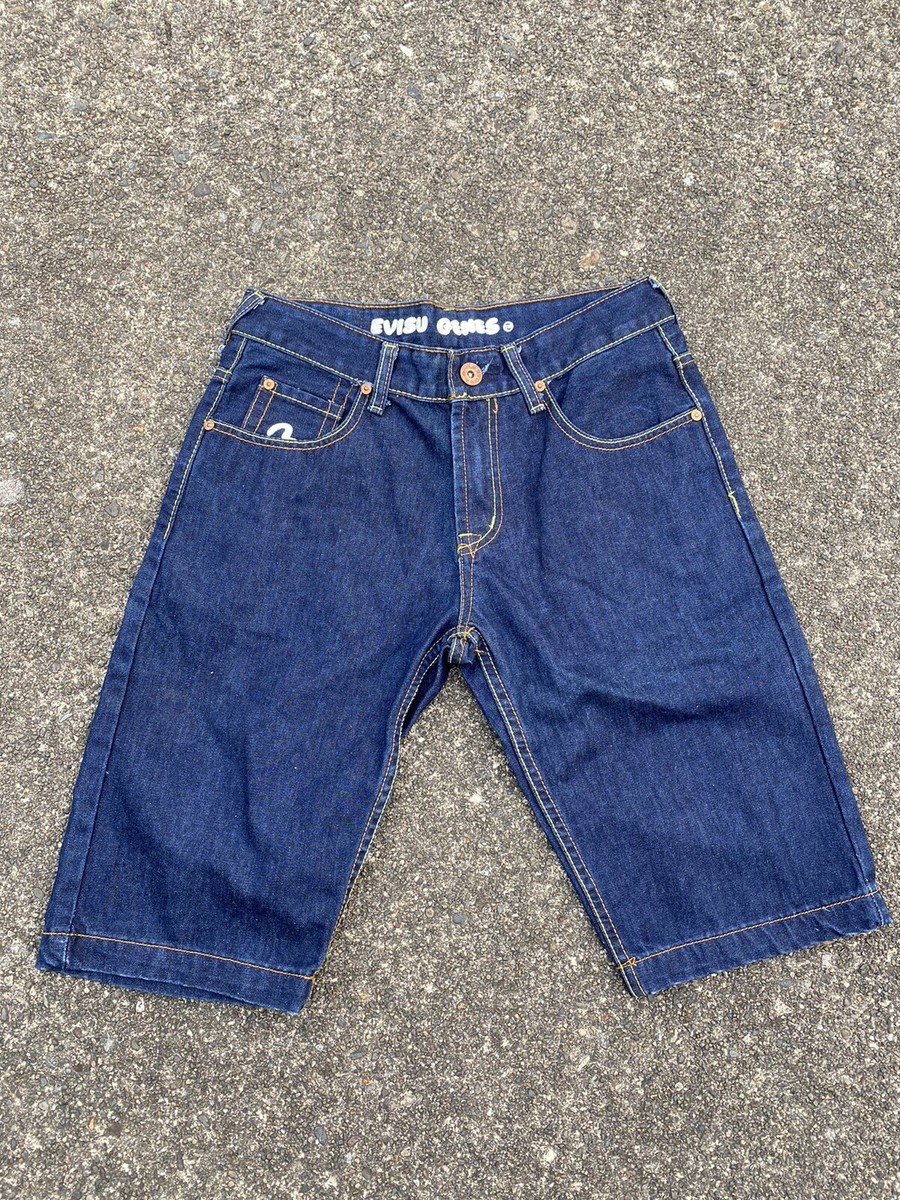 パンツ Evisu sewing denim half pants 00s y2k Rare Vintage Men's EVISU JAPAN Y2K Embroidered Denim Jeans