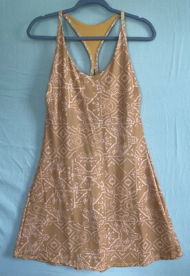 prAna Women's Opal Dress Size Large Color Toffee Tiles NWT Racerback Zip Pocket