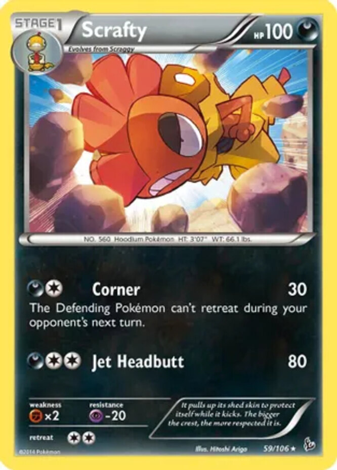 Pokemon - Scrafty - 59/106 - Rare - XY - Flashfire - NM