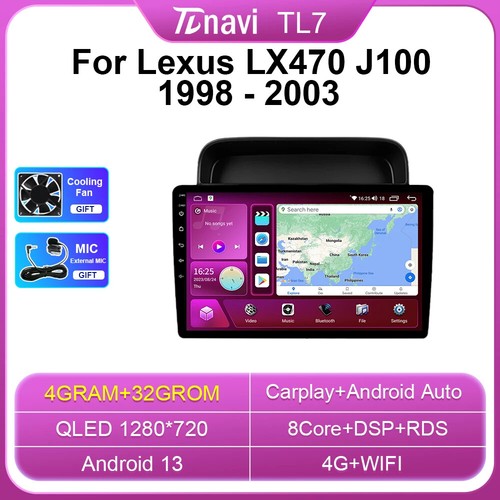 Per Lexus LX470 J100 1998-2003 Android Carplay Autoradio Lettore Video Schermo GPS - Foto 9 di 32