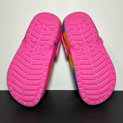 Kids CROCS Classic Tie Dye Faux Fur Lined Clogs / Size 2 - Picture 7 of 8