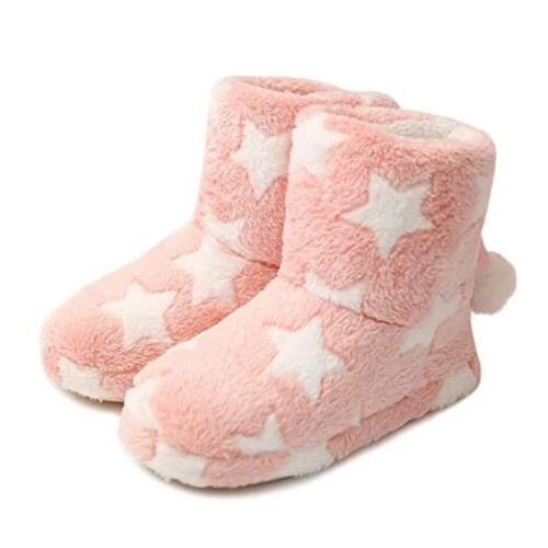 Slipper Boots for Womens,Winter Warm Plush Lining House Shoes Booty 8-8.5 Pink