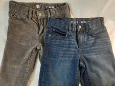 2 Pair Youth Size 7 Pants Denim and Corduroy Straight and Slim Gap and Place