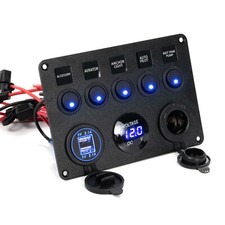 5 Gang Inline Fuse Box Led Switch Panel Control Dual Usb Car Truck Boat 12v24v