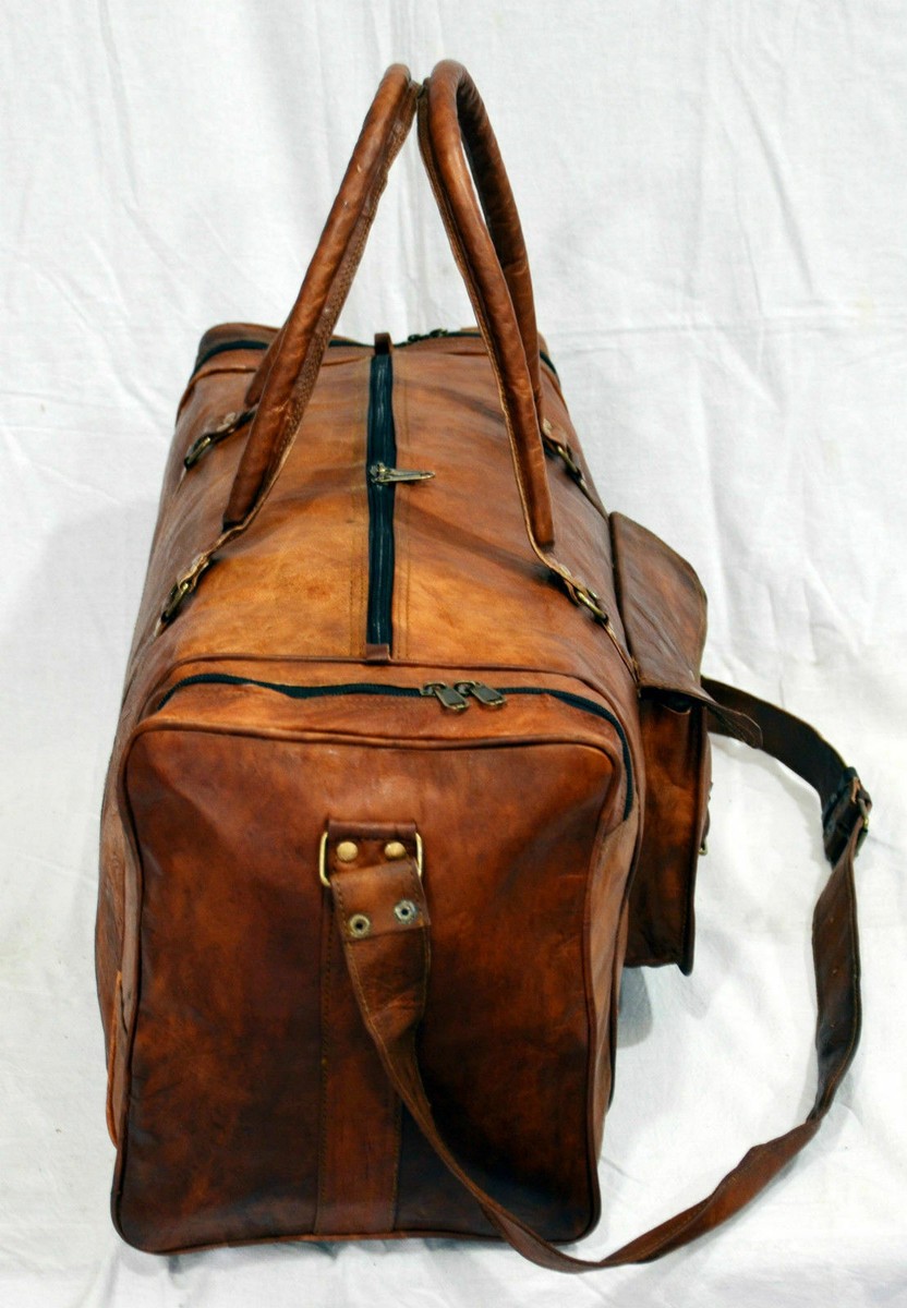 Grand Sac De Voyage Week-end Homme – Cuir Vintage Marron 28″ – Artisanal Inde