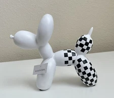 BALLOON DOG White Black Check Resin Compliment to Mackenzie-Childs Courtly NWT!