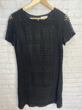 Women’s Black Dress Size 14 Papaya Knee Length Short Sleeves Lined