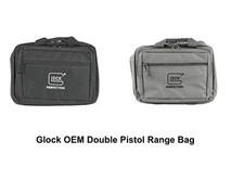 Glock OEM - Double 2 Pistol Case Range Bag Padded w/ Handle - Black OR Grey, NEW
