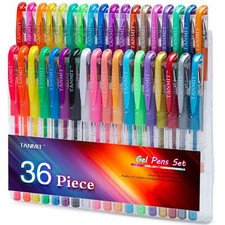 Gel Pens 36 Multicoloured Colors Colored Pens for Adult Coloring Art Writing New