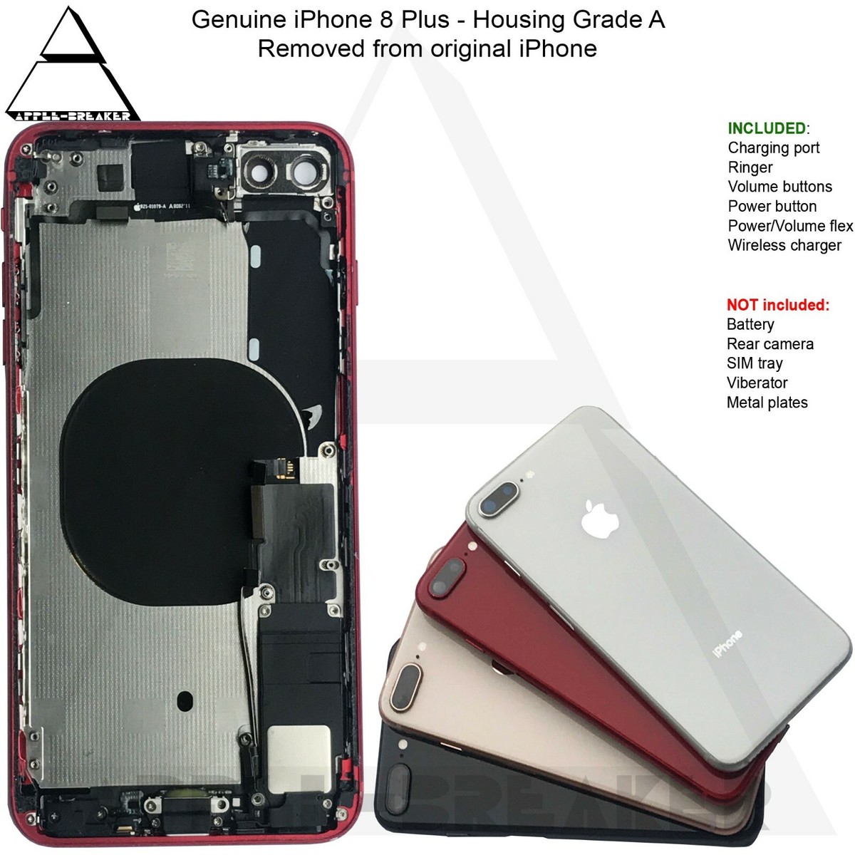 Chassis iPhone 8 Plus Rouge - sans nappes avec logo