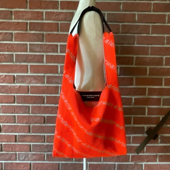 Alexander Wang Orange Jacquard with Grey Logo Handcrafted Knit
