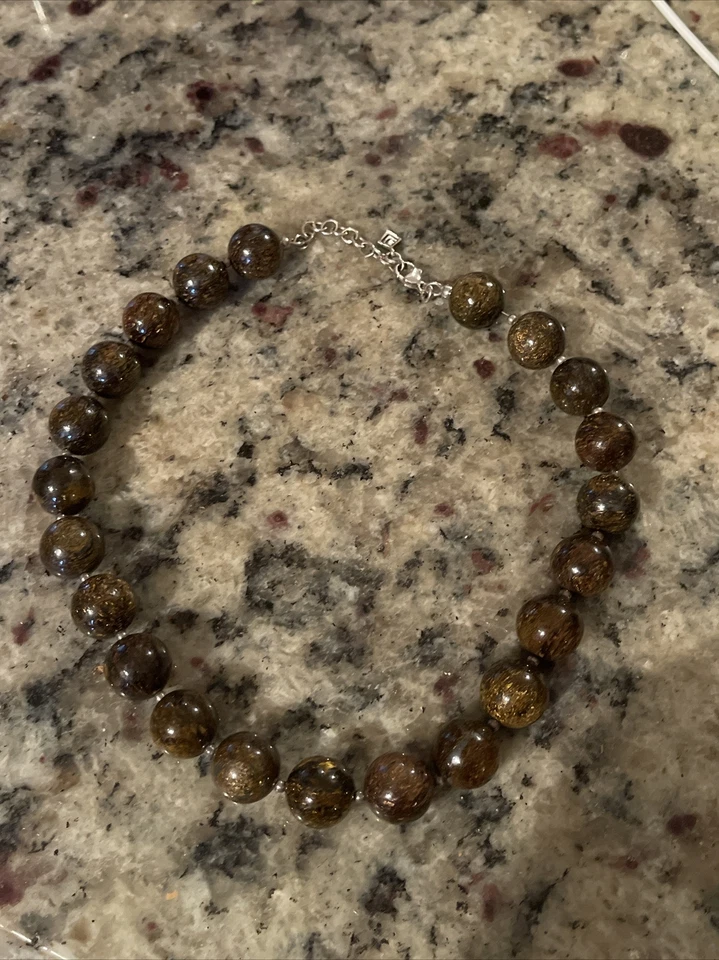 Collar de bola de cuentas de plata esterlina con cuentas de bronce Silpada N1382 .925 grueso Foto 2 de 4