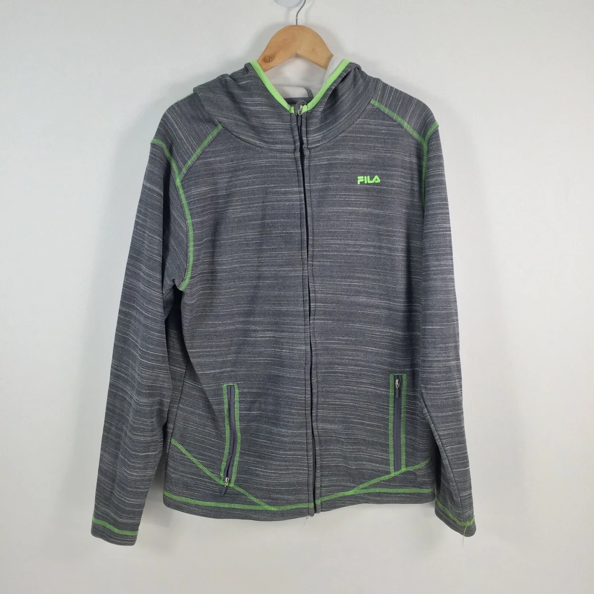 Fila mens jacket size M grey marle full zip hooded long sleeve