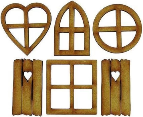6Pcs Brown Wooden Fairy Garden Door, Blank Door Fairy House Door and Windows Orn