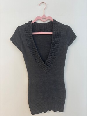 Hooked up Sz Sm Sweater Dress Y2K goth grunge emo 2000s altern Gray Stretch  | eBay