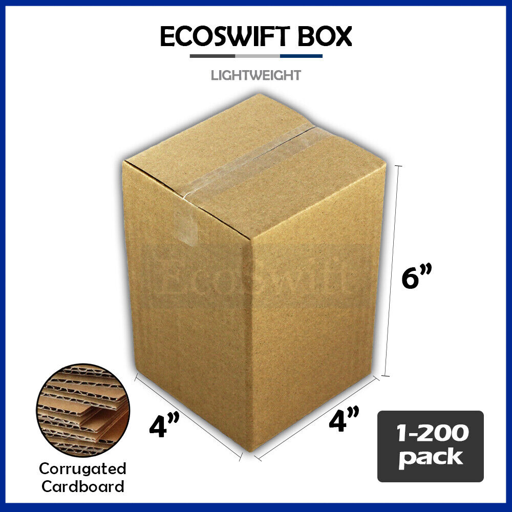 1-200 4x4x6 "EcoSwift" Cardboard Packing Mailing Shipping Corrugated Box Cartons