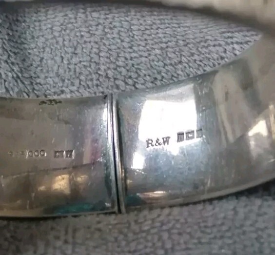 Solid Sterling Silver 925 Textured Modernist Bang… - image 6