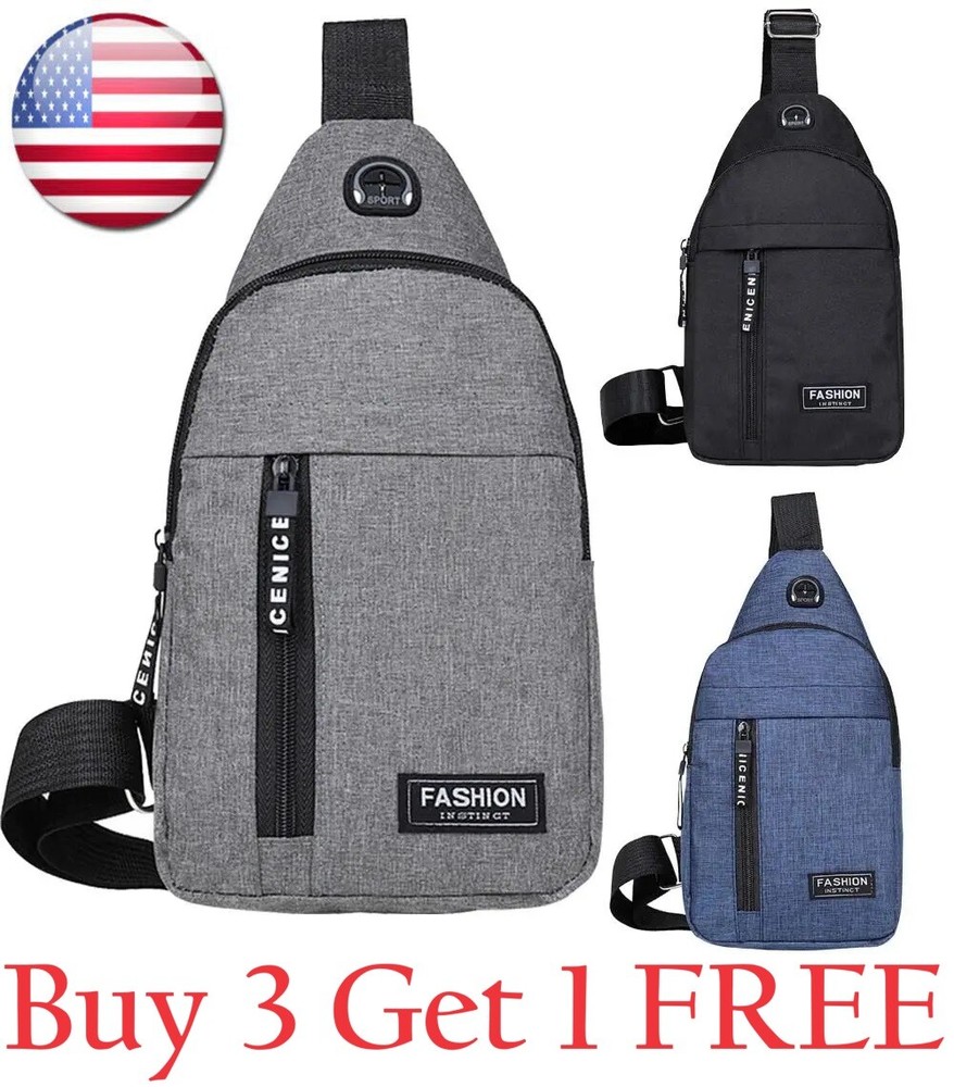 Men Multipurpose Outdoor Chest Pack Earphone Hole Crossbody Shoulder Sling Bag