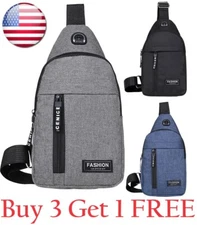 Men Multipurpose Outdoor Chest Pack Earphone Hole Crossbody Shoulder Sling Bag