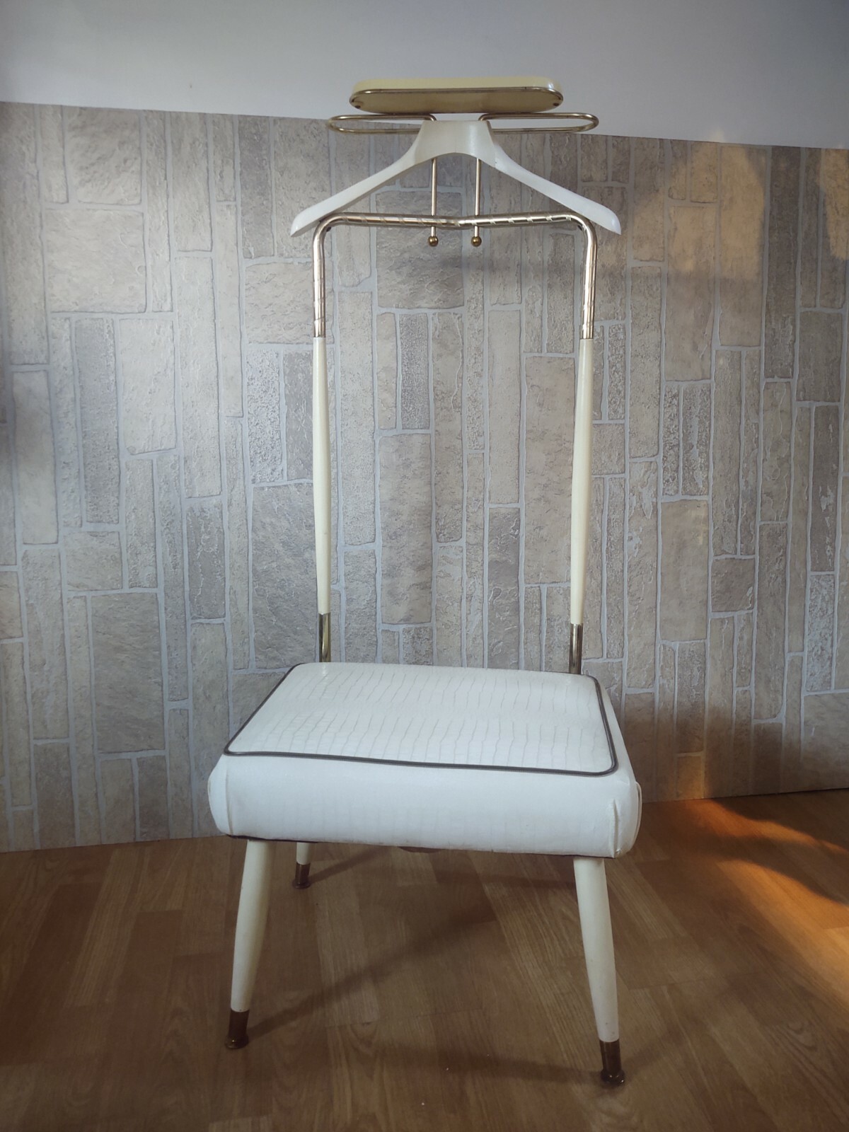 Cloths Rack Mcm Vintage MCM White Butler Suit Coat Clothes Hanger Dressing Rack W/ Tray ...