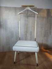   Vintage MCM White Butler Suit Coat Clothes Hanger Dressing Rack W/ Tray Valet  