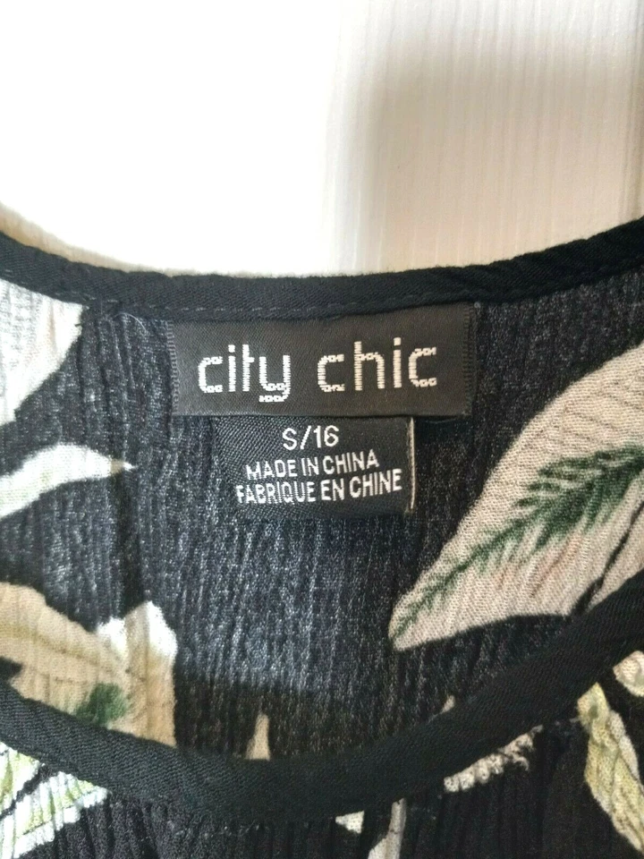 CITY CHIC Women's Multi Color Drawstring Waist Midi Dress Slit Sides Size S /16 - Image 2 of 4