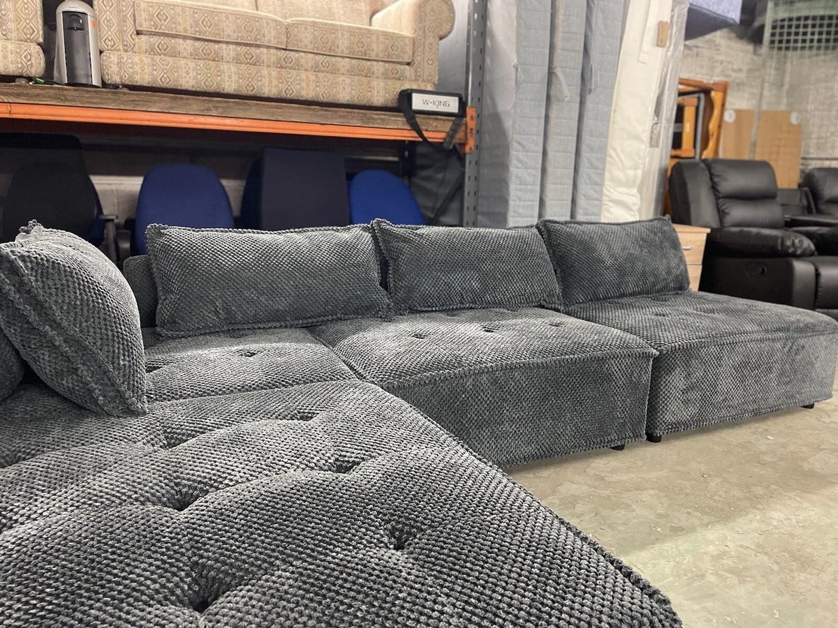 Konya Corner Sleeper Couch Modular Grey Premium Sofa