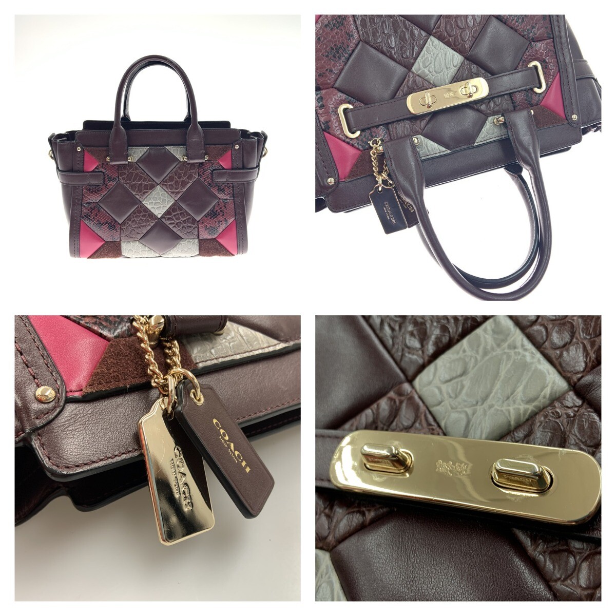 COACH Swagger 27 Patchwork Embossed Exotic Leathe… - image 2