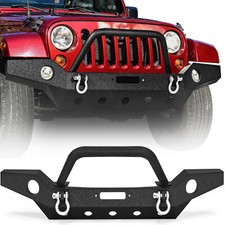 Full Width Front Bumper For 07-18 Jeep Wrangler Jk W Fog Light Holes D-rings