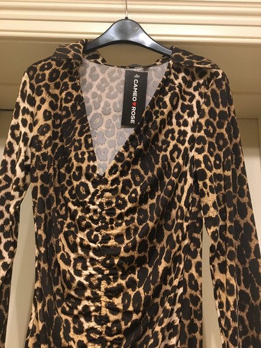 CAMEO ROSE:FAB SLINKY/STRETCH ANIMAL PRINT SHIFT DRESS RUCHED FRONT bnwt LARGE - Picture 5 of 16