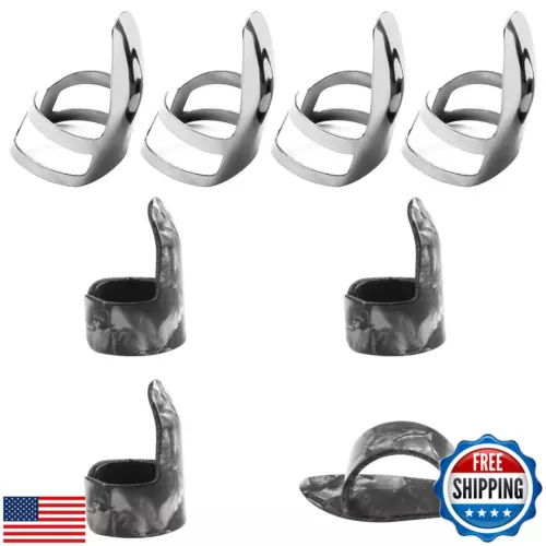 8Pcs Steel Finger Picks Set Stainless Steel Finger Picks and Thumb Picks Meta