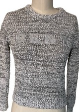 DKNY Logo Womens Gray Long Sleeve Crew Neck Sweater Medium