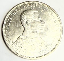 3 Mark Preußen Wilhelm II in Uniform 1914 A Silber