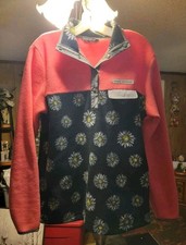 simply southern fleece pullover.Pink,black white daisy's.size m